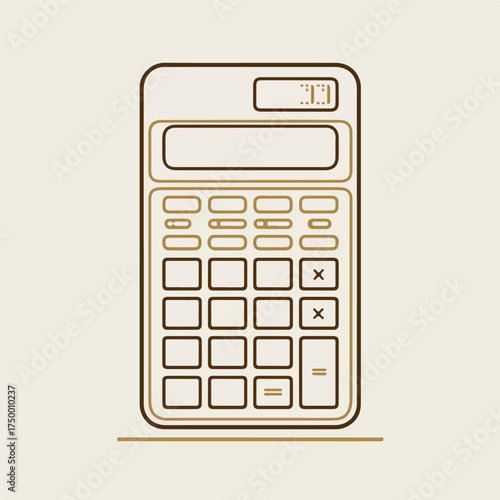 Calculator Embroidery Applique Line Art Vector