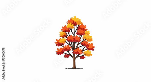Isolated Autumn Tree Illustration with Vibrant Foliage for Educational Resources and Seasonal Design Projects, perfectly suited for Adobe Stock's diverse creative needs.