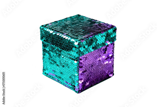 Sequined Gift Box in Teal and Purple