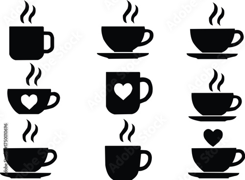 Coffee cup silhouette vector illustration bundle
