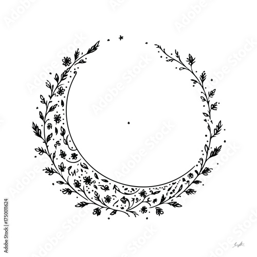 Elegant Eid Crescent Applique Artwork
