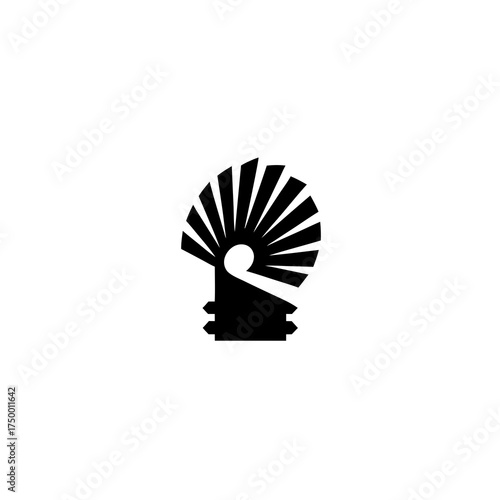 Creative light bulb icon with fanned rays, symbolizing innovation, ideas, and bright solutions. Energy and discovery concept.
