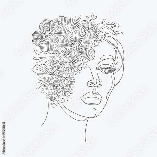 Floral Applique Design on Female Face