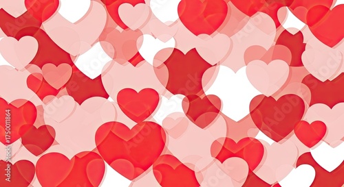 Abstract Red and Pink Hearts Pattern Background