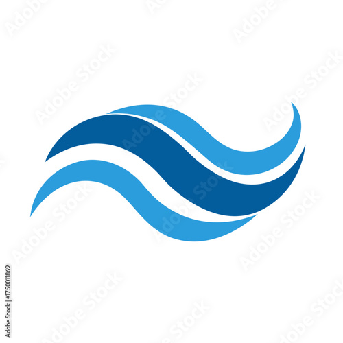 Abstract Blue Wave Vector Graphic, Flowing Water Motion Symbol, Digital Ocean Fluidity Design Element