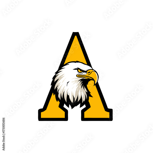 Powerful Eagle Head Mascot Design with Bold Letter A Symbol - Vector Graphic for Sports, Teams, and Branding