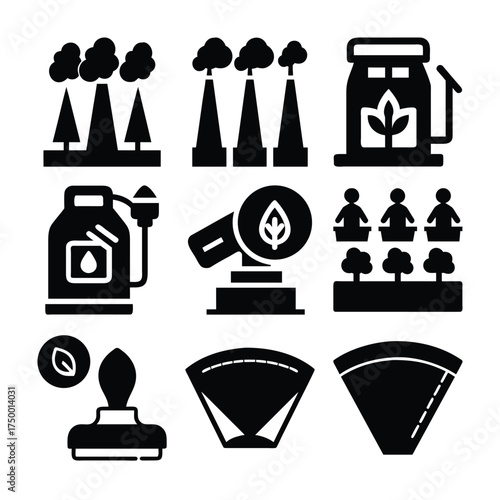 Set of eco friendly industry and agriculture icons