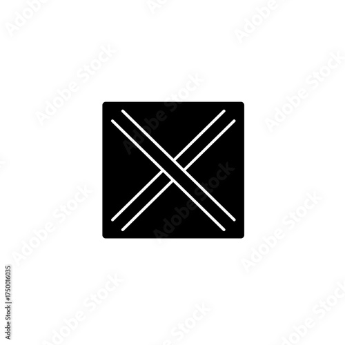 Crossed diagonal lines icon in black for interface cancel symbol