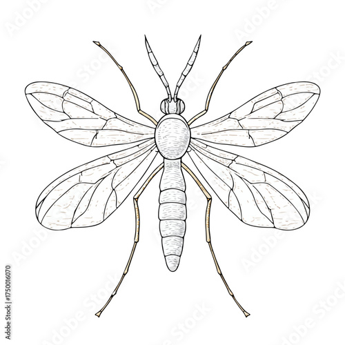 Intricate Mosquito Applique Line Art Design