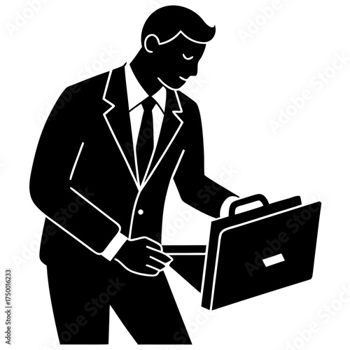 banker doing work on white background