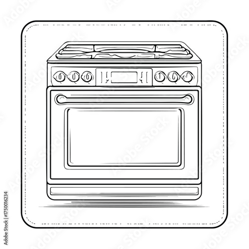 Elegant Oven Applique Line Art Design