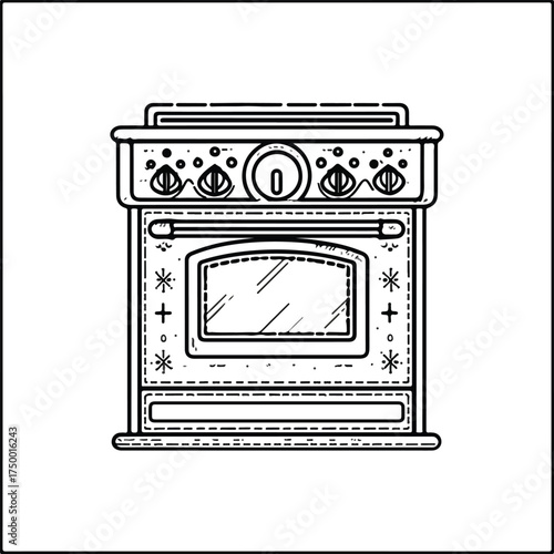 Elegant Applique Line Art Oven Embroidery
