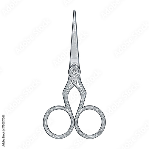 Embroidery Scissors Applique Line Art Design
