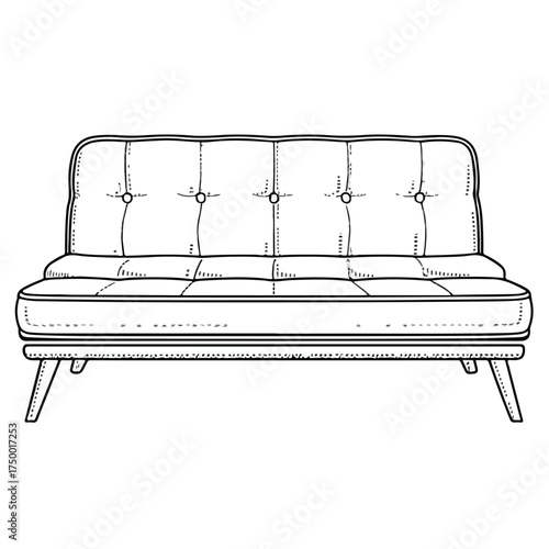 Elegant Sofa Bed Applique Line Art