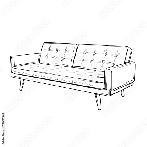 Sofa bed applique line art design
