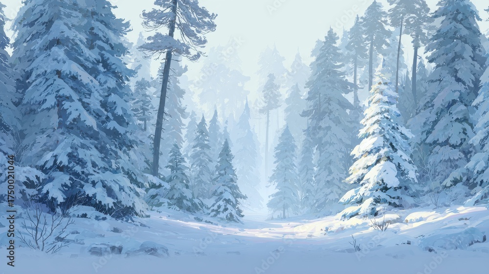 Fototapeta premium winter forest winter landscape snow covered trees no logos no brands ar 169