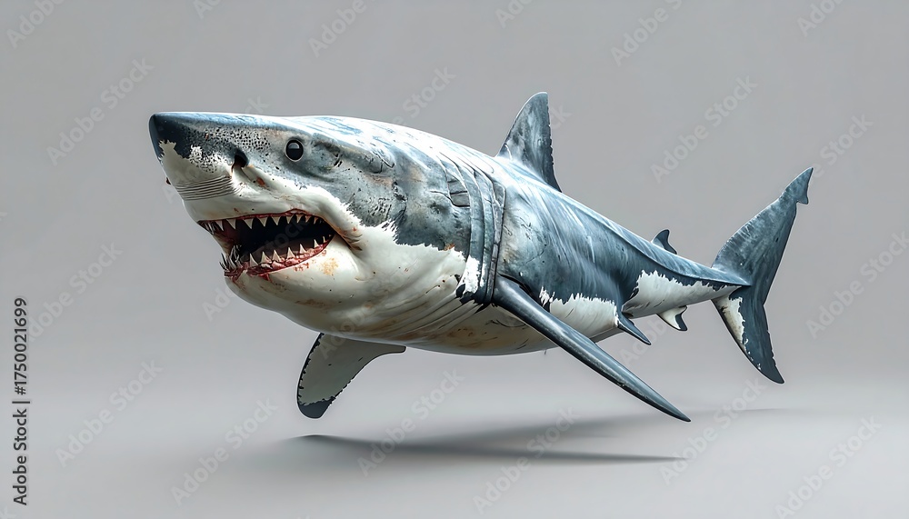 Naklejka premium Great White Shark in Action.