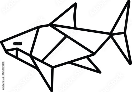 Shark Head With Sharp Ouline Lineart Design