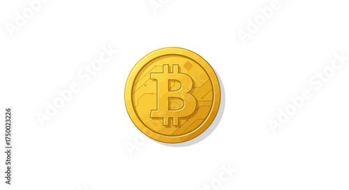 A golden Bitcoin coin with a 'B' symbol on a white background.