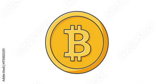 Bitcoin coin illustration, cryptocurrency, digital currency, decentralized, peer-to-peer, blockchain technology.