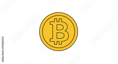 Bitcoin cryptocurrency coin with a B symbol on a white background.
