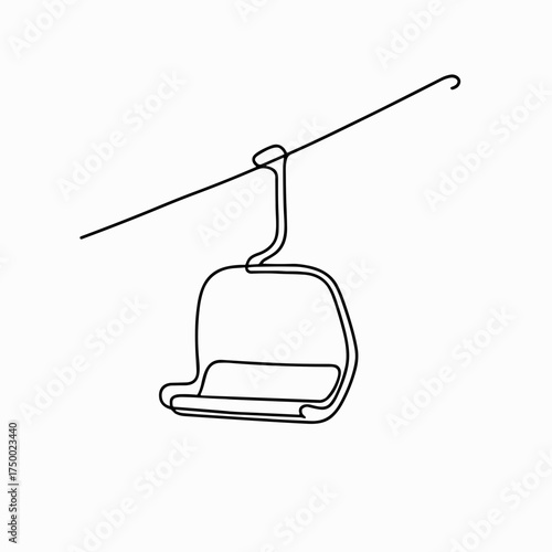 Ski lift icon in simple one line minimalist style