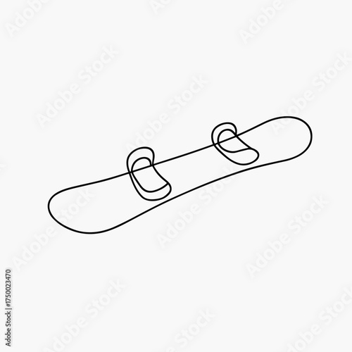 Snowboard icon in one line minimalist style