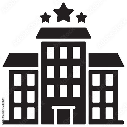 Modern Hotel Building Icon with Star Rating
