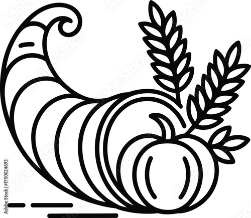 Thanksgiving Cornucopia Outline Icon harvest horn of plenty