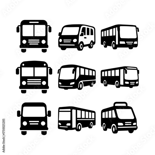 set of outline icons buses vector on a white background
set of 9 line icons, vector, on a white background