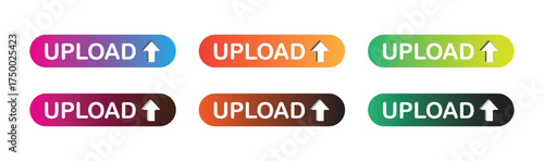 Upload Button Icon Collection with Gradient Backgrounds