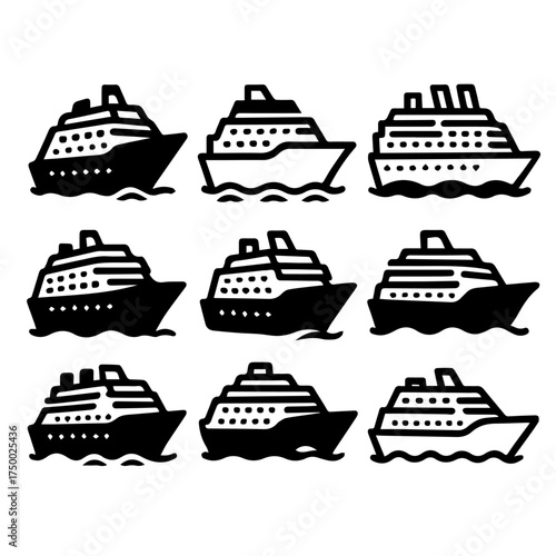 set of outline icons cruise liners vector on a white background
set of 9 line icons, vector, on a white background