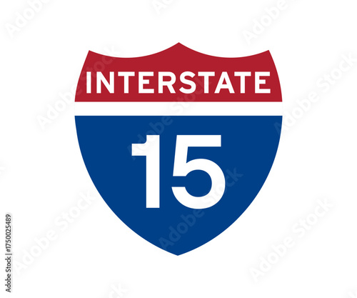Interstate highway 15 road sign icon. Intrastate american road sign vector design and illustration.