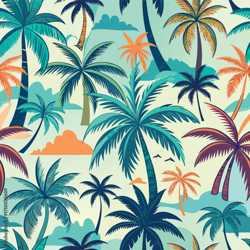 Fototapeta premium set of palm trees
