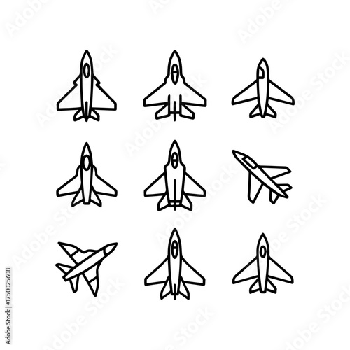 set of outline icons fighters vector on a white background
set of 9 line icons, vector, on a white background