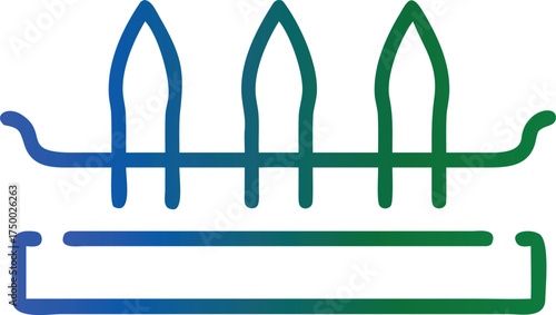 Stylized icon of a three pronged crown with a base