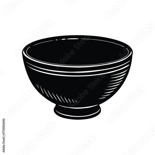 Clay Bowl Katori Earthenware Dish Silhouette