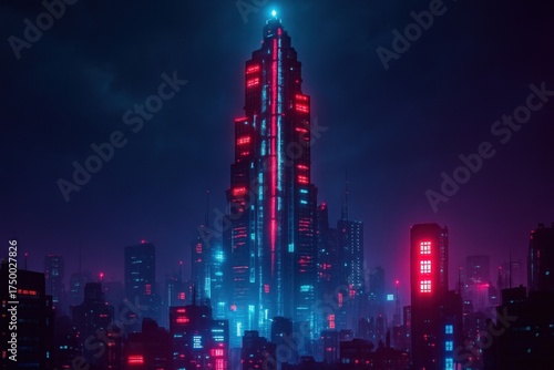 Wallpaper Mural Futuristic neon cityscape at night. Torontodigital.ca