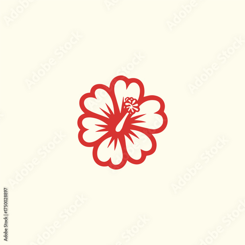Silhouette style vector minimal hibiscus logo design icon in black color, simple elegant line art floral illustration, creative branding element for nature, beauty, tropical themes, merchandise, digit