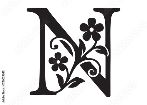 floral letter monogram logo silhouette vector, letter logo design silhouette vector illustration, monogram botanical alphabet silhouette vector, floral alphabet letter a to z logo silhouettes vector 