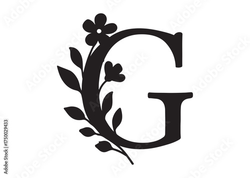 floral letter monogram logo silhouette vector, letter logo design silhouette vector illustration, monogram botanical alphabet silhouette vector, floral alphabet letter a to z logo silhouettes vector 