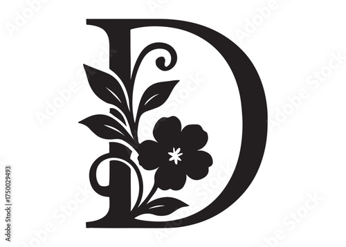 floral letter monogram logo silhouette vector, letter logo design silhouette vector illustration, monogram botanical alphabet silhouette vector, floral alphabet letter a to z logo silhouettes vector 