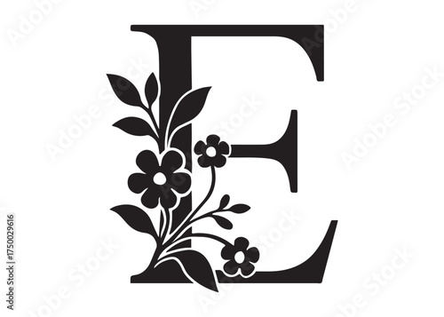 floral letter monogram logo silhouette vector, letter logo design silhouette vector illustration, monogram botanical alphabet silhouette vector, floral alphabet letter a to z logo silhouettes vector 