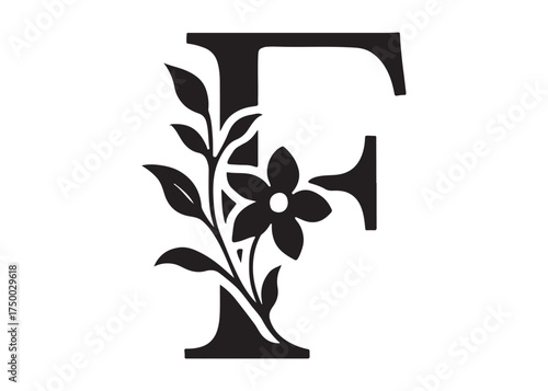 floral letter monogram logo silhouette vector, letter logo design silhouette vector illustration, monogram botanical alphabet silhouette vector, floral alphabet letter a to z logo silhouettes vector 