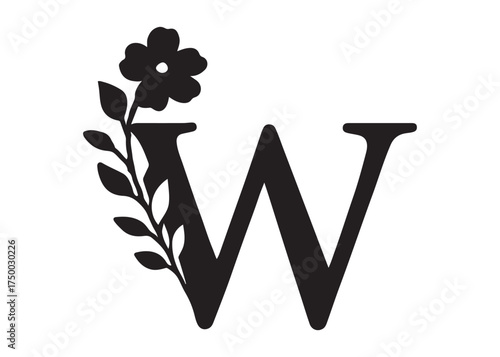 floral letter monogram logo silhouette vector, letter logo design silhouette vector illustration, monogram botanical alphabet silhouette vector, floral alphabet letter a to z logo silhouettes vector 