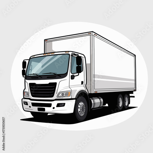 This clear image depicts a spacious white delivery truck with a blank trailer, ideal for logistics, transportation services, or marketing opportunities, highlighting functionality and organization.