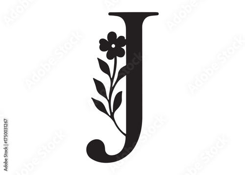 floral letter monogram logo silhouette vector, letter logo design silhouette vector illustration, monogram botanical alphabet silhouette vector, floral alphabet letter a to z logo silhouettes vector 