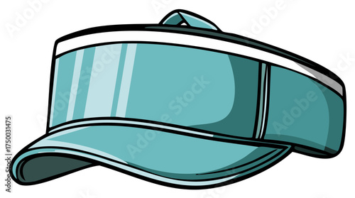 Teal sun visor cap cartoon illustration for sports and summer wear