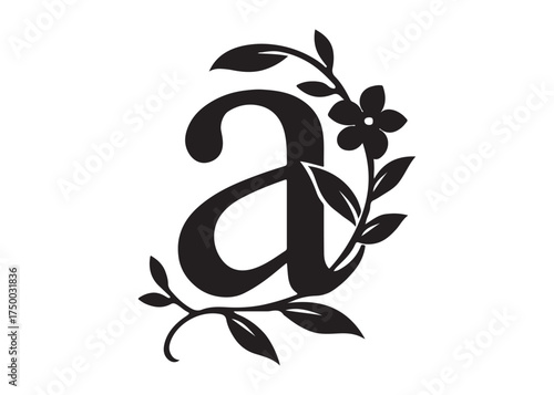 floral letter monogram logo silhouette vector, letter logo design silhouette vector illustration, monogram botanical alphabet silhouette vector, floral alphabet letter a to z logo silhouettes vector 