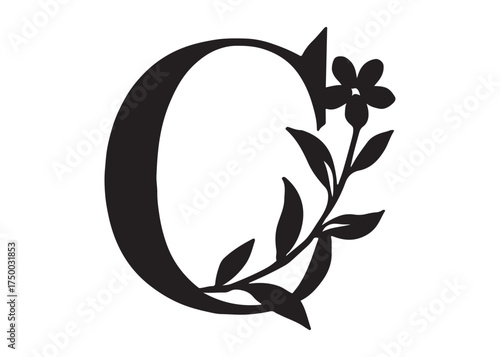 floral letter monogram logo silhouette vector, letter logo design silhouette vector illustration, monogram botanical alphabet silhouette vector, floral alphabet letter a to z logo silhouettes vector 